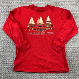 Vintage Belton Shirt Men Large L Red S. Padre Island Texas Sailboats Dolphins